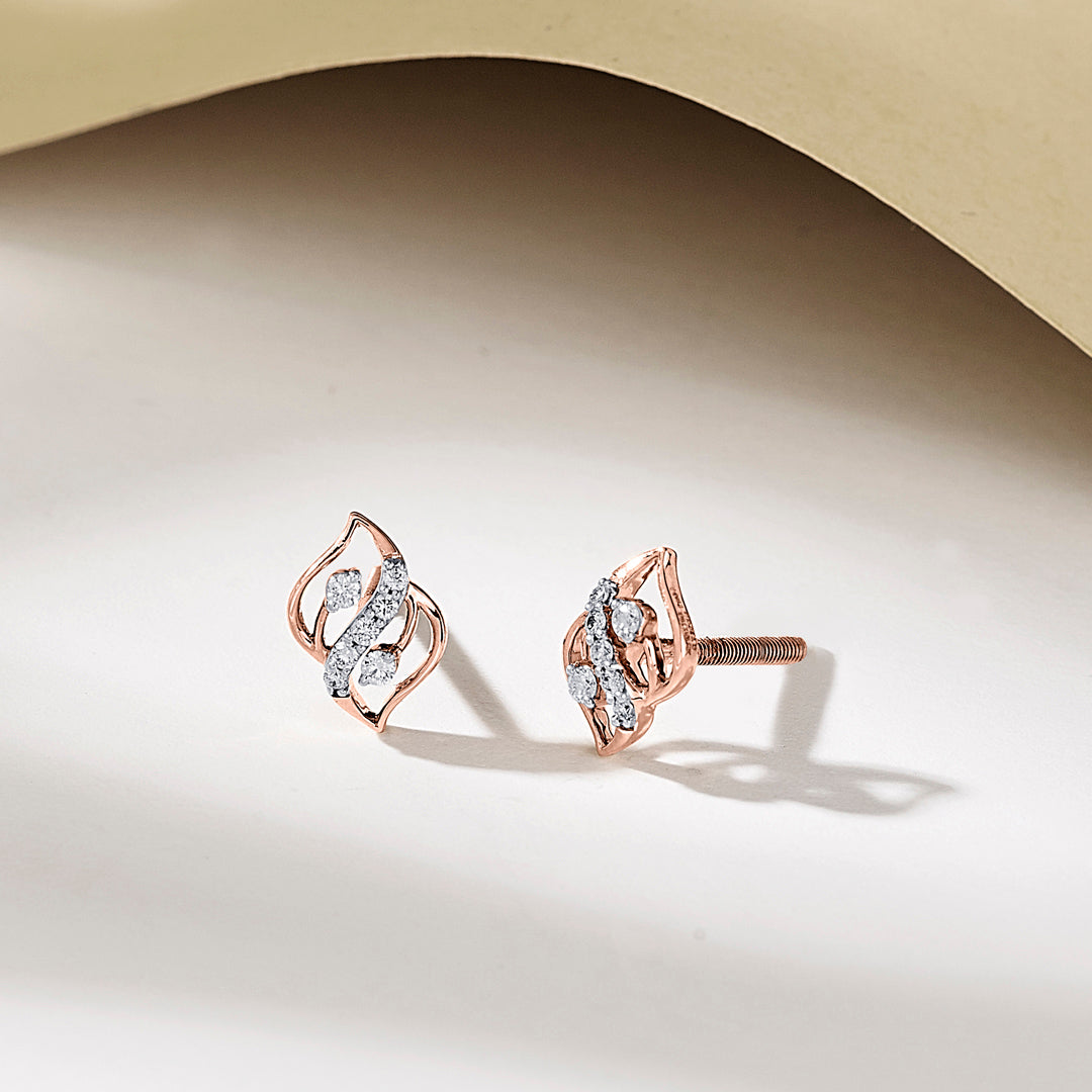 Charm Flash Diamond & Gold Stud Earrings for Women