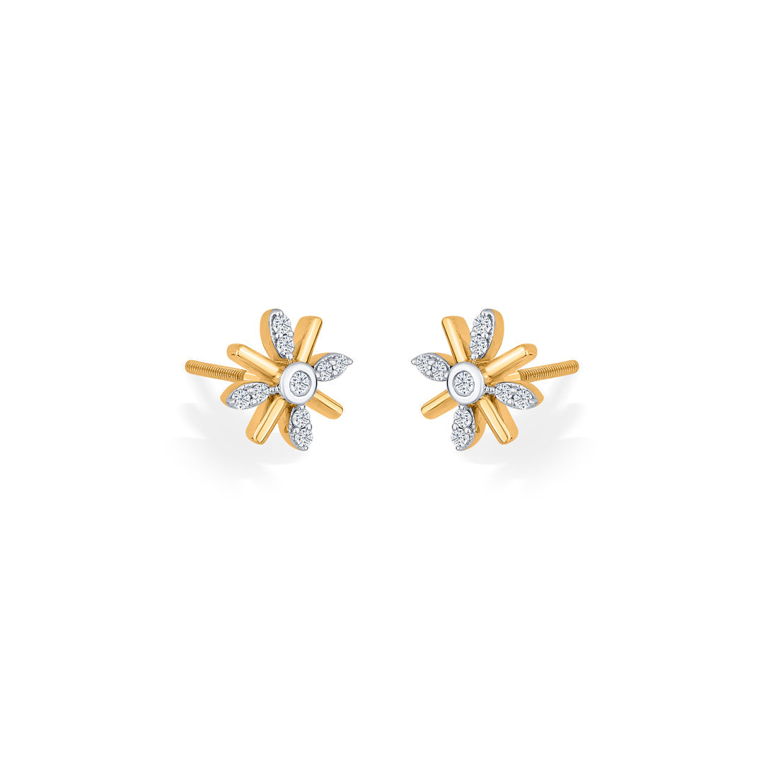 Amber Shine Diamond & Gold Stud Earrings for Women