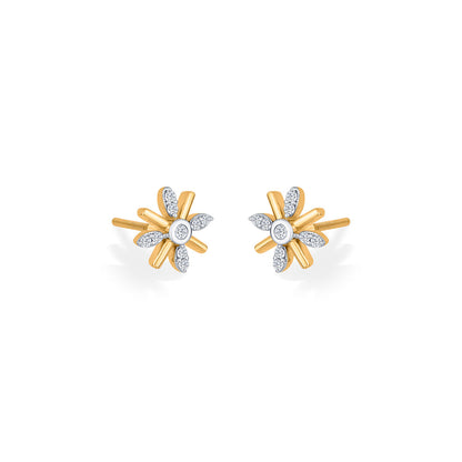Amber Shine Diamond & Gold Stud Earrings for Women