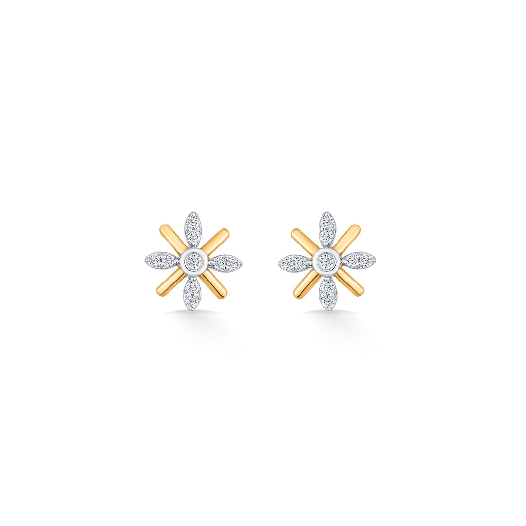 Amber Shine Diamond & Gold Stud Earrings for Women
