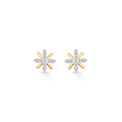 Amber Shine Diamond & Gold Stud Earrings for Women