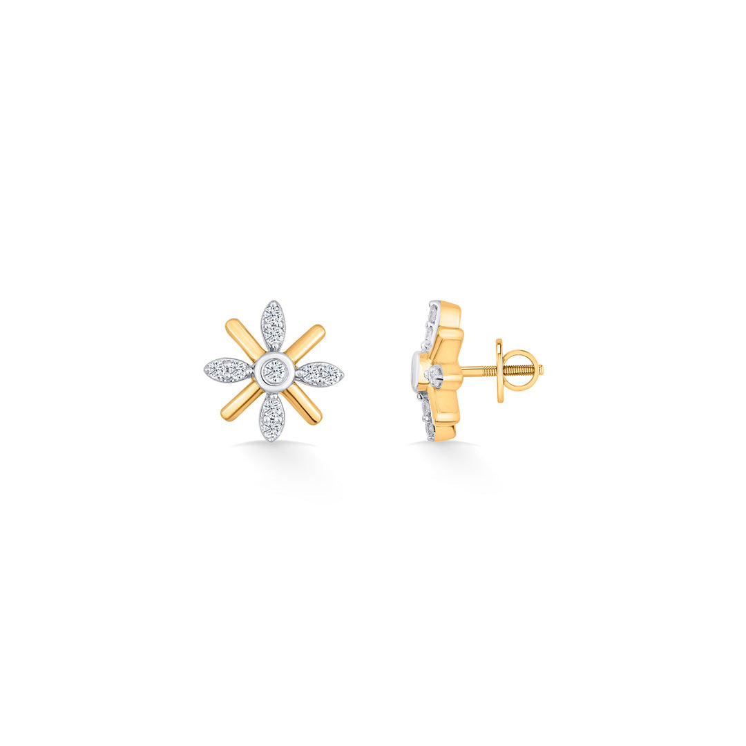 Amber Shine Diamond & Gold Stud Earrings for Women