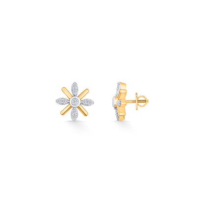 Amber Shine Diamond & Gold Stud Earrings for Women