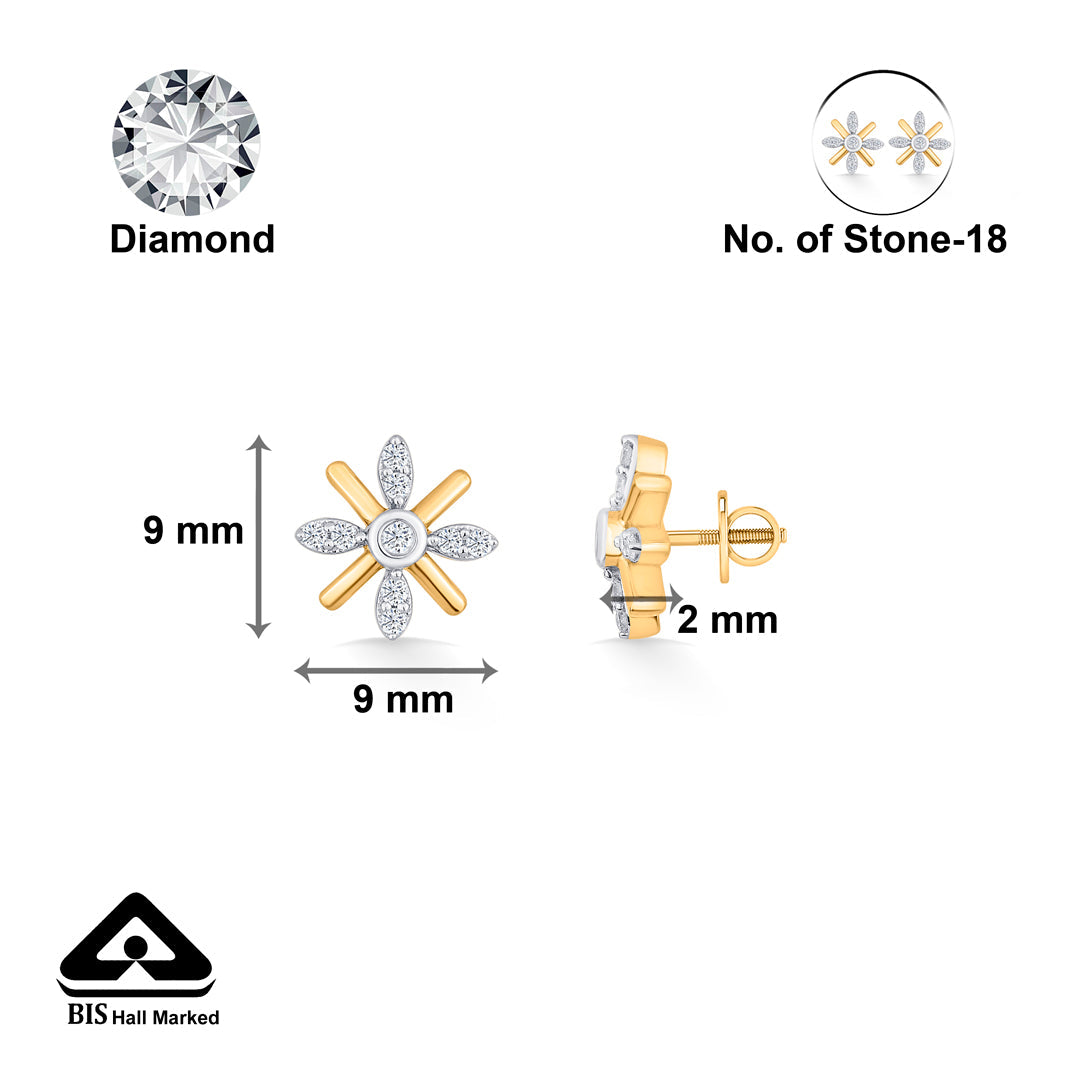 Amber Shine Diamond & Gold Stud Earrings for Women