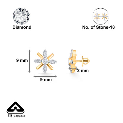 Amber Shine Diamond & Gold Stud Earrings for Women