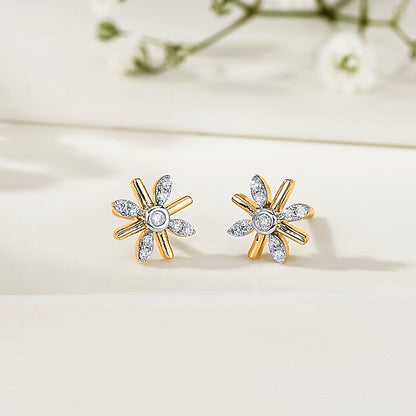 Amber Shine Diamond & Gold Stud Earrings for Women