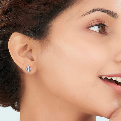 Amber Shine Diamond & Gold Stud Earrings for Women