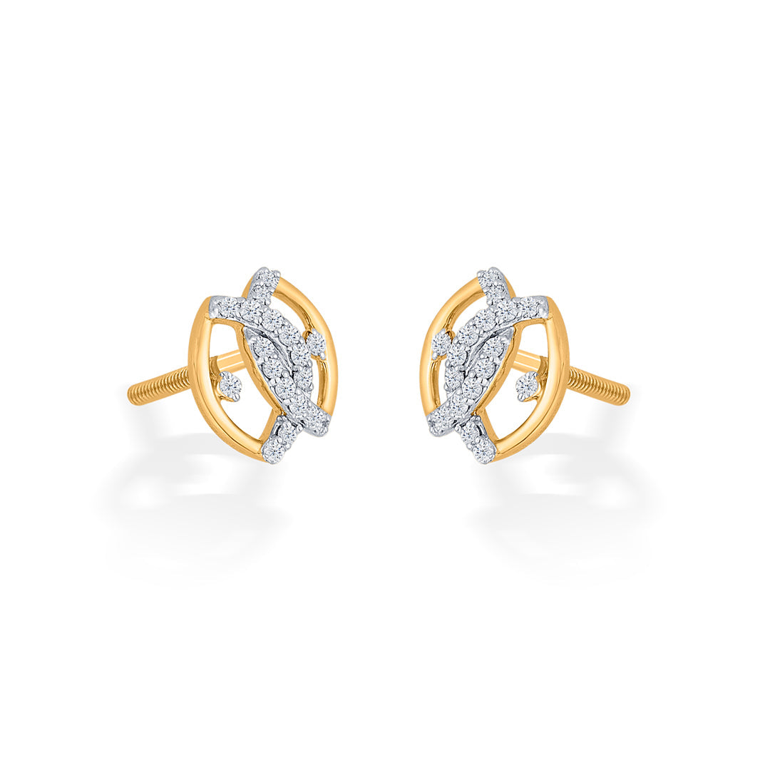 Endless Vision Diamond & Gold Stud Earrings for Women