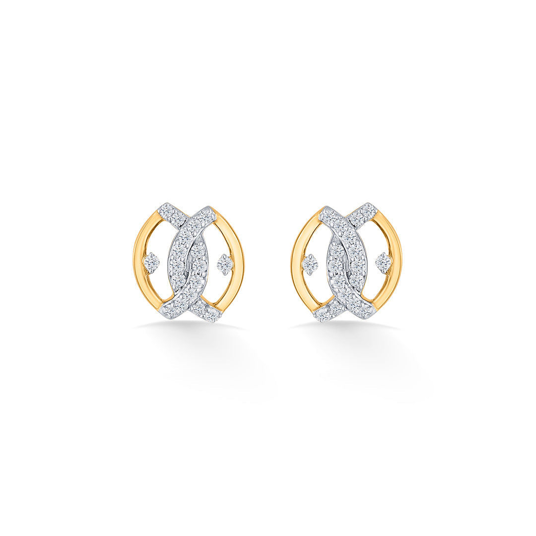 Endless Vision Diamond & Gold Stud Earrings for Women