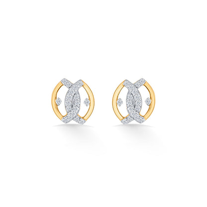 Endless Vision Diamond & Gold Stud Earrings for Women