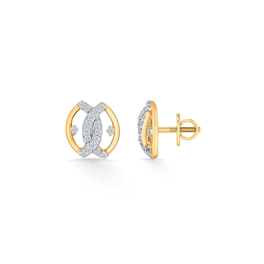 Endless Vision Diamond & Gold Stud Earrings for Women