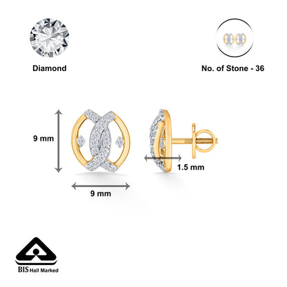 Endless Vision Diamond & Gold Stud Earrings for Women
