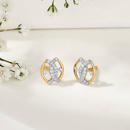 Endless Vision Diamond & Gold Stud Earrings for Women
