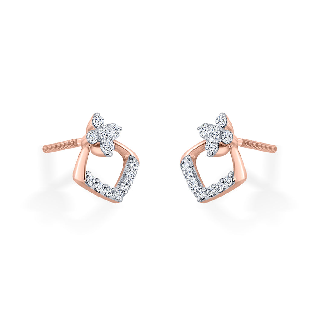 Aurora Peak Diamond & Gold Stud Earrings for Women