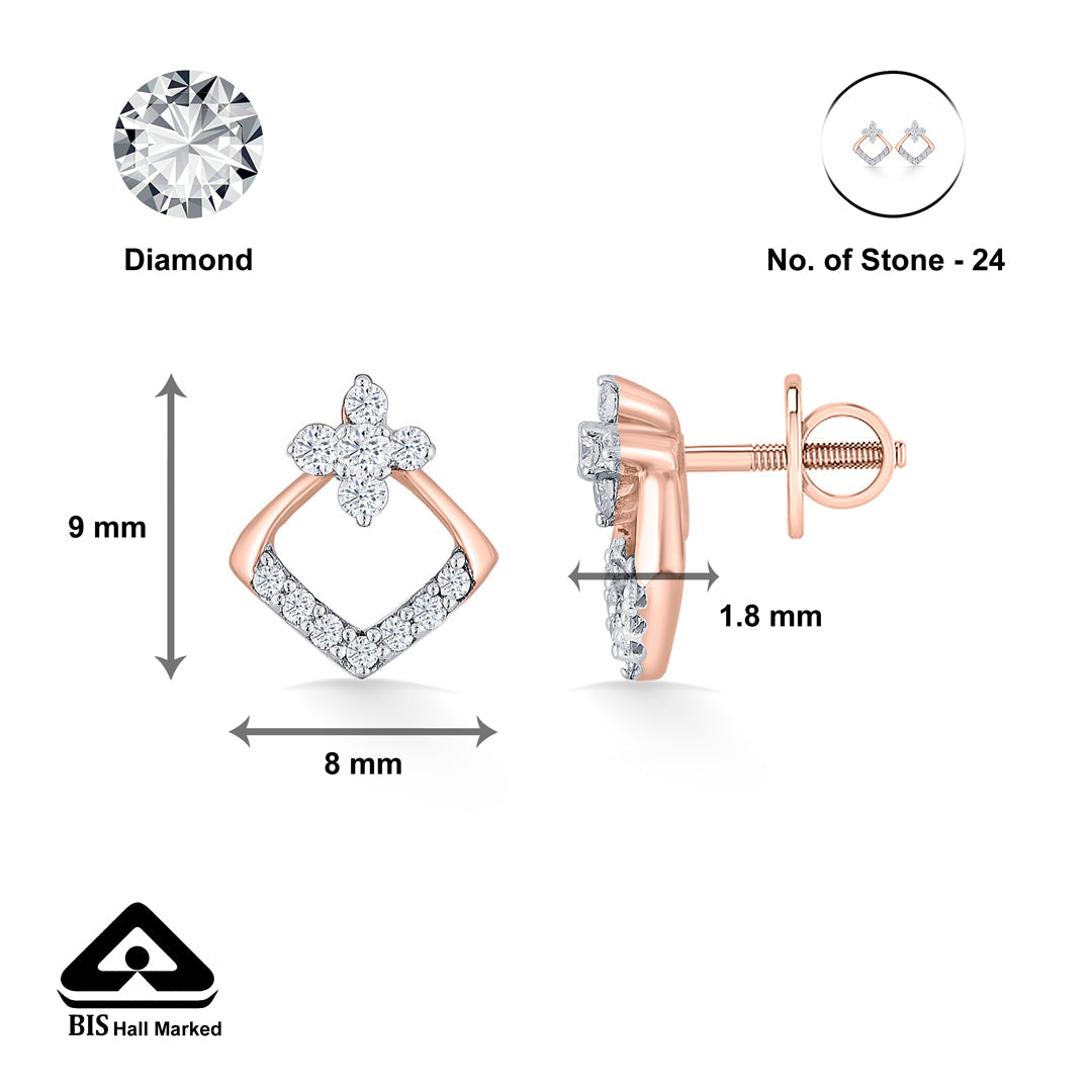 Aurora Peak Diamond & Gold Stud Earrings for Women