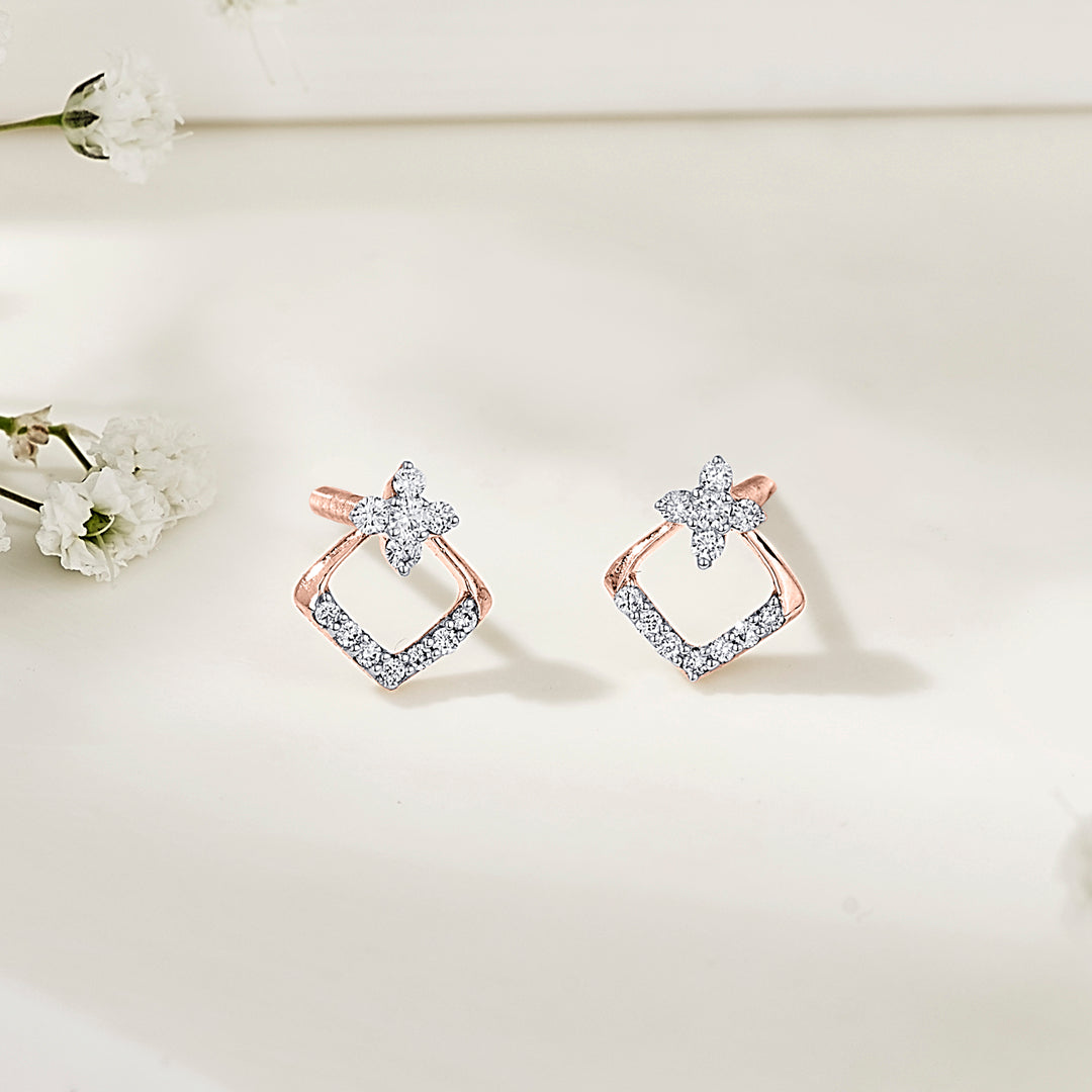 Aurora Peak Diamond & Gold Stud Earrings for Women