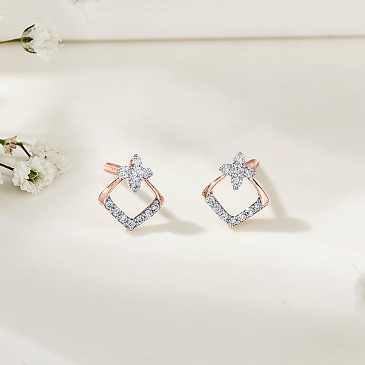 Aurora Peak Diamond & Gold Stud Earrings for Women
