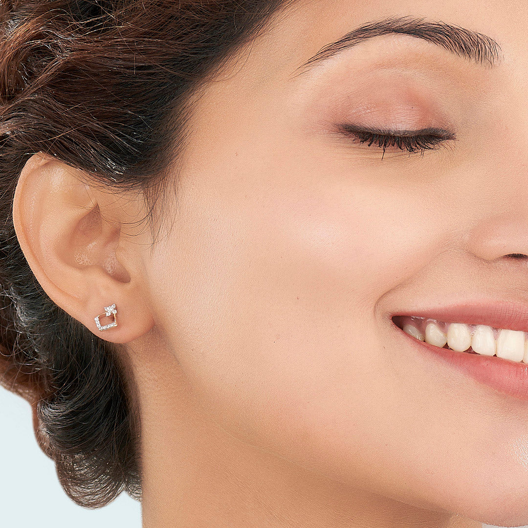 Aurora Peak Diamond & Gold Stud Earrings for Women