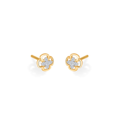 Petal Radiance Diamond & Gold Stud Earrings for Women