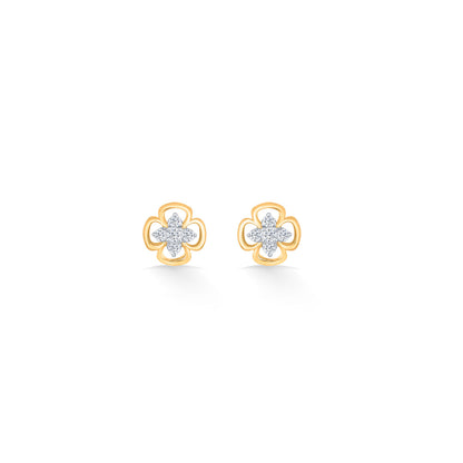 Petal Radiance Diamond & Gold Stud Earrings for Women