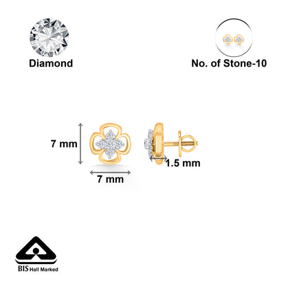 Petal Radiance Diamond & Gold Stud Earrings for Women