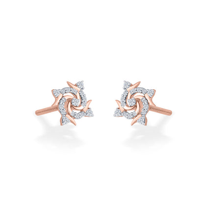 Twirl Glow Diamond & Gold Stud Earrings for Women