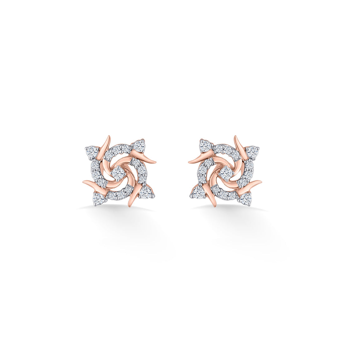 Twirl Glow Diamond & Gold Stud Earrings for Women