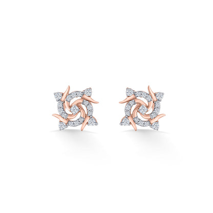 Twirl Glow Diamond & Gold Stud Earrings for Women