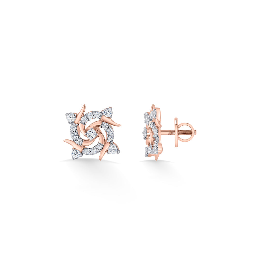 Twirl Glow Diamond & Gold Stud Earrings for Women