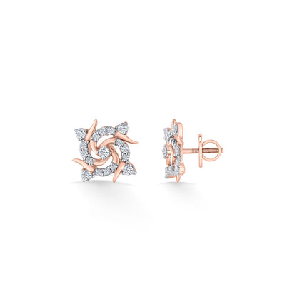 Twirl Glow Diamond & Gold Stud Earrings for Women