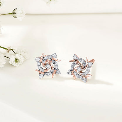 Twirl Glow Diamond & Gold Stud Earrings for Women