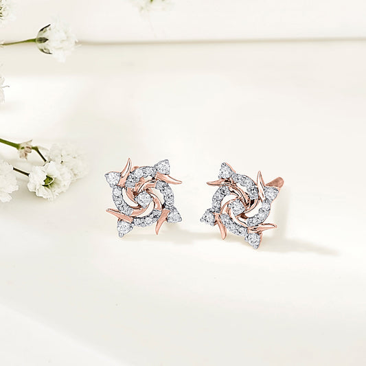 Twirl Glow Diamond & Gold Stud Earrings for Women