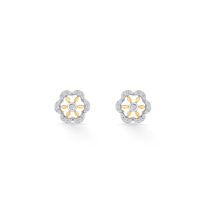 Petal Spark Diamond & Gold Stud Earrings for Women