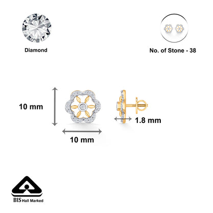 Petal Spark Diamond & Gold Stud Earrings for Women