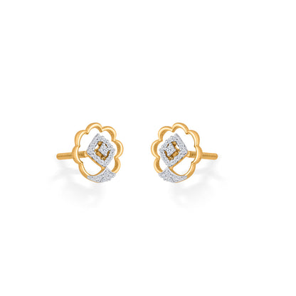 Twilight Bloom Diamond & Gold Stud Earrings for Women