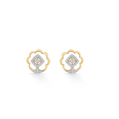 Twilight Bloom Diamond & Gold Stud Earrings for Women