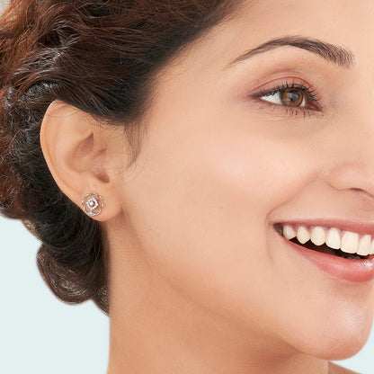Twilight Bloom Diamond & Gold Stud Earrings for Women