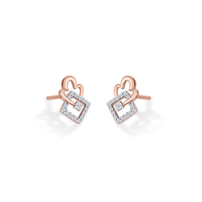 Pure Geometry Diamond & Gold Stud Earrings for Women