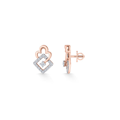 Pure Geometry Diamond & Gold Stud Earrings for Women