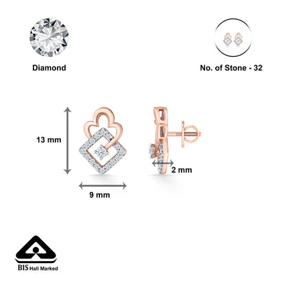 Pure Geometry Diamond & Gold Stud Earrings for Women