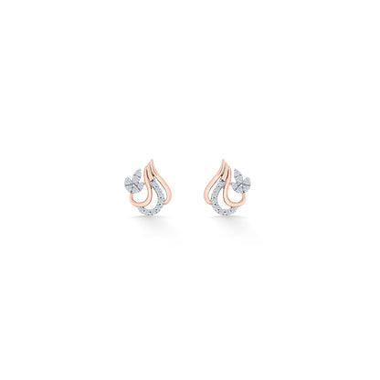 Floral Ember Diamond & Gold Stud Earrings for Women