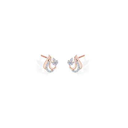 Floral Ember Diamond & Gold Stud Earrings for Women