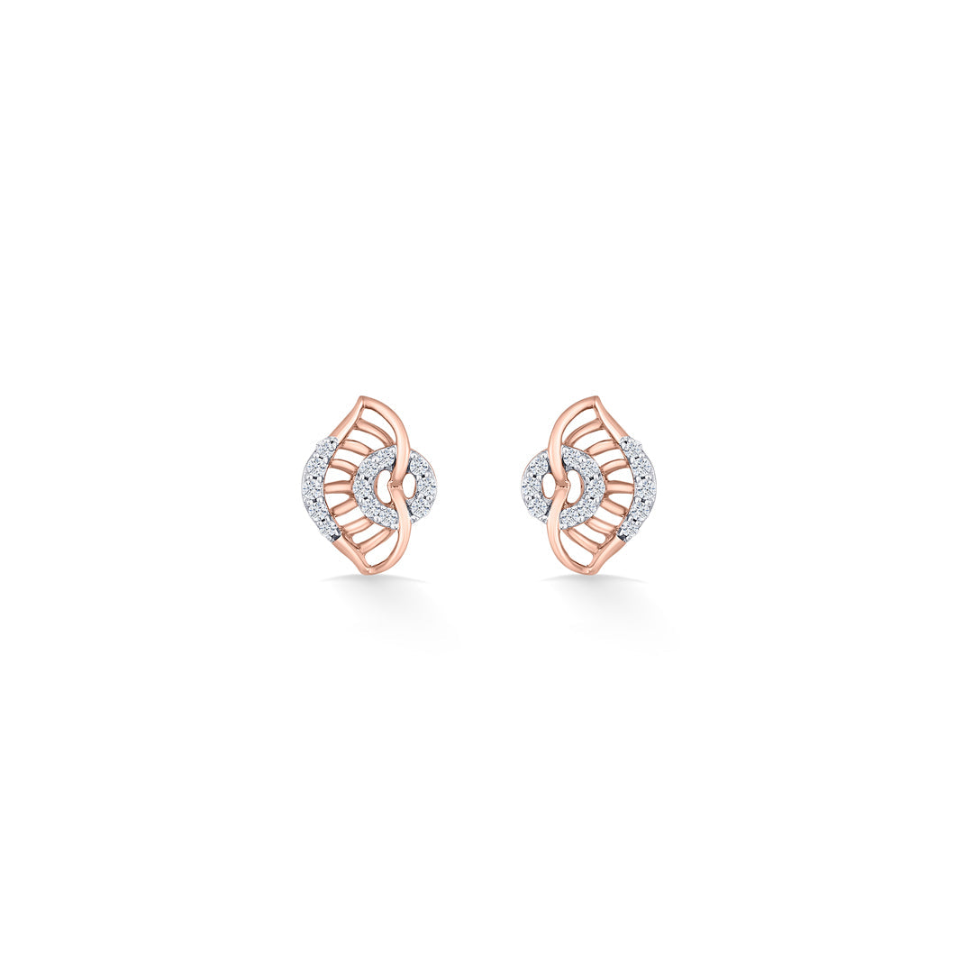 Vortex Glow Diamond & Gold Stud Earrings for Women