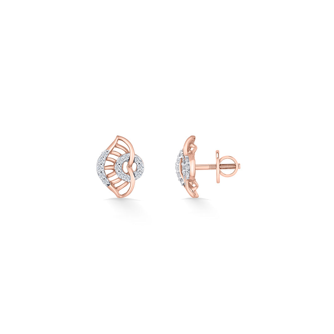 Vortex Glow Diamond & Gold Stud Earrings for Women
