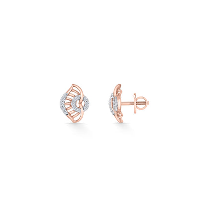 Vortex Glow Diamond & Gold Stud Earrings for Women