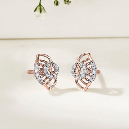 Vortex Glow Diamond & Gold Stud Earrings for Women