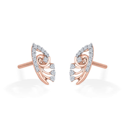 Bloom Veil Diamond & Gold Stud Earrings for Women