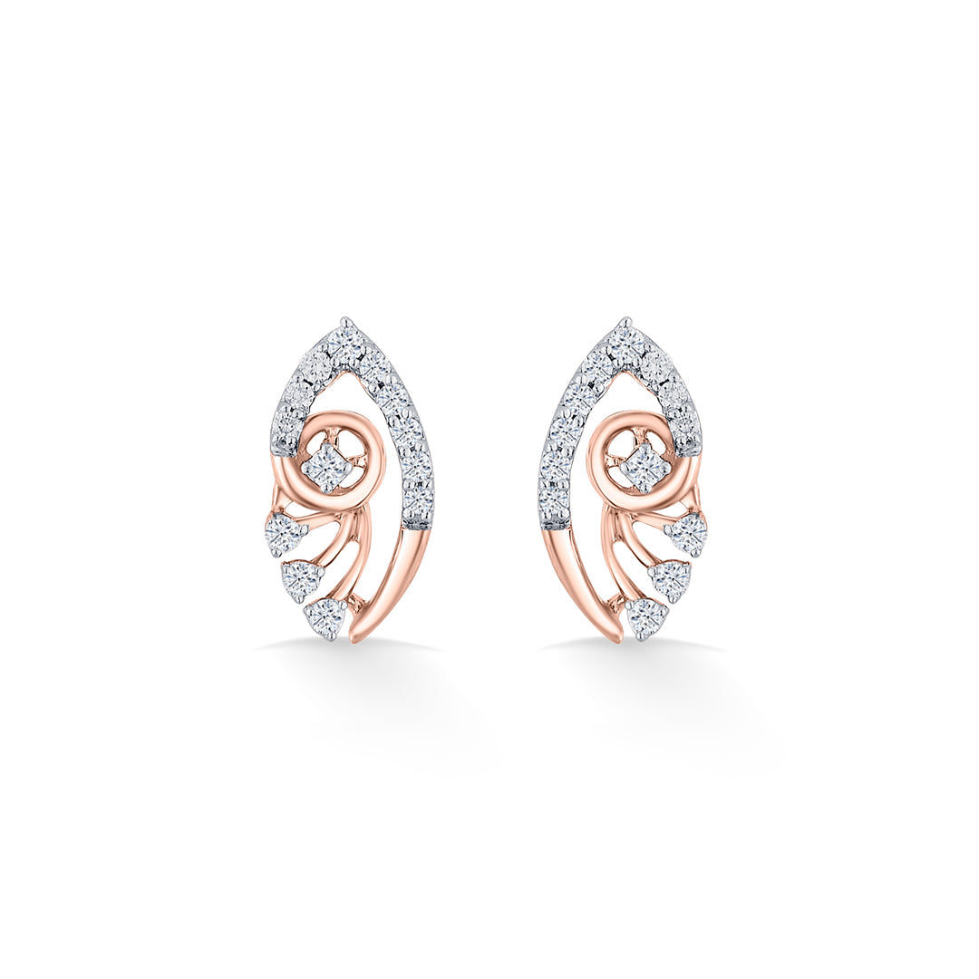 Bloom Veil Diamond & Gold Stud Earrings for Women