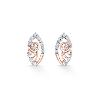 Bloom Veil Diamond & Gold Stud Earrings for Women