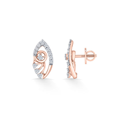 Bloom Veil Diamond & Gold Stud Earrings for Women